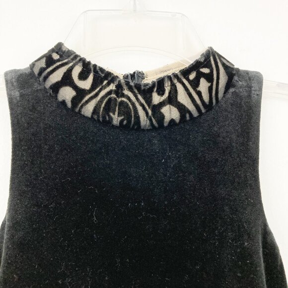 La Femme Black HIgh Neckline Velvet Fitted Formal Gown Size 8 Side Slit 25559 - Picture 5 of 12